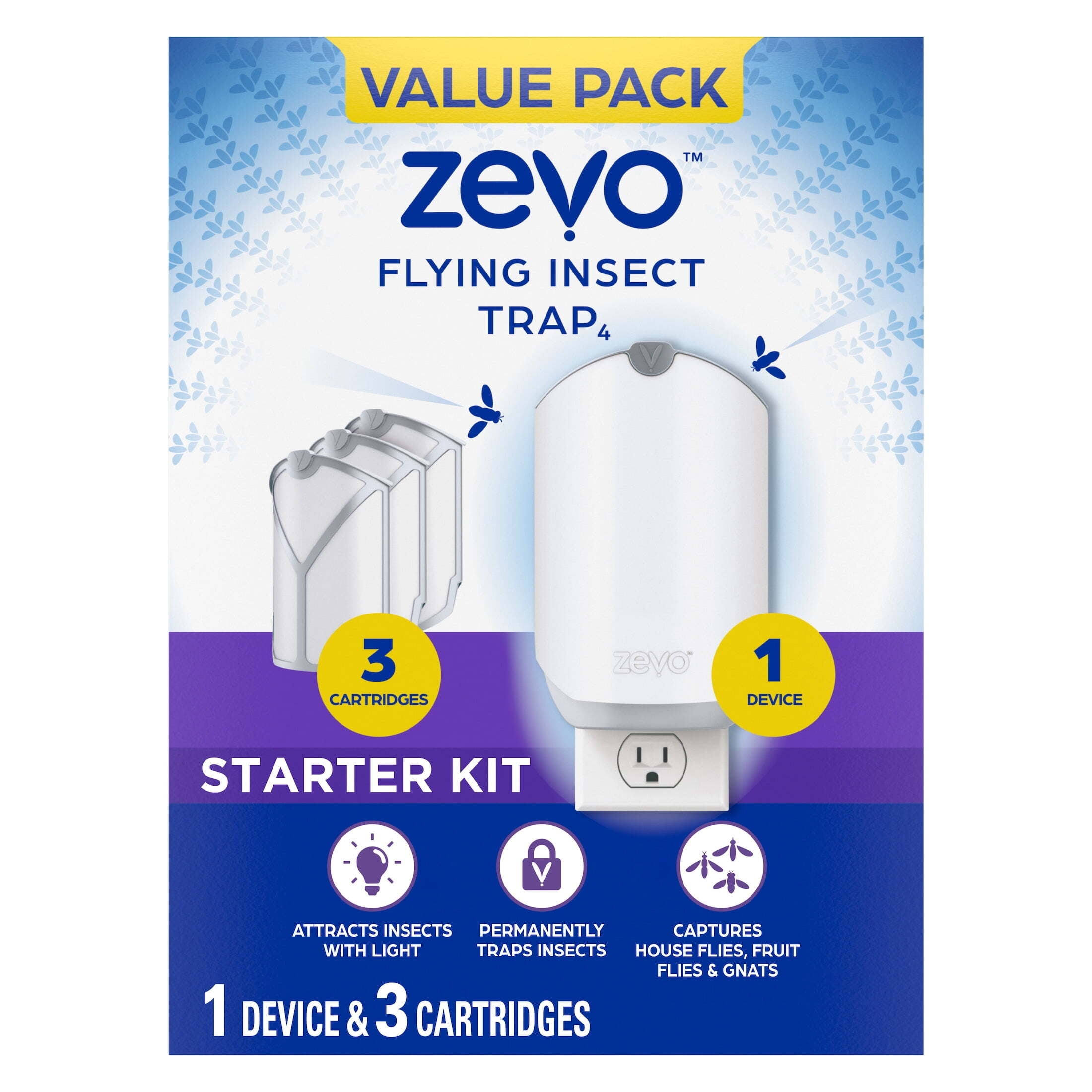 ZEVO Flying Insect Fly Trap (1 Device & 3 Refill)