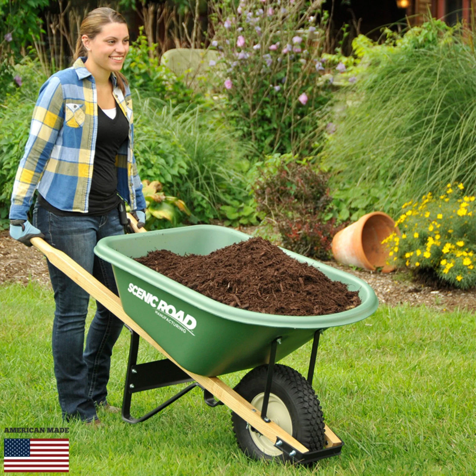 6CUFT GRN Wheelbarrow(60 x 1-3/4 in.) - Image 2