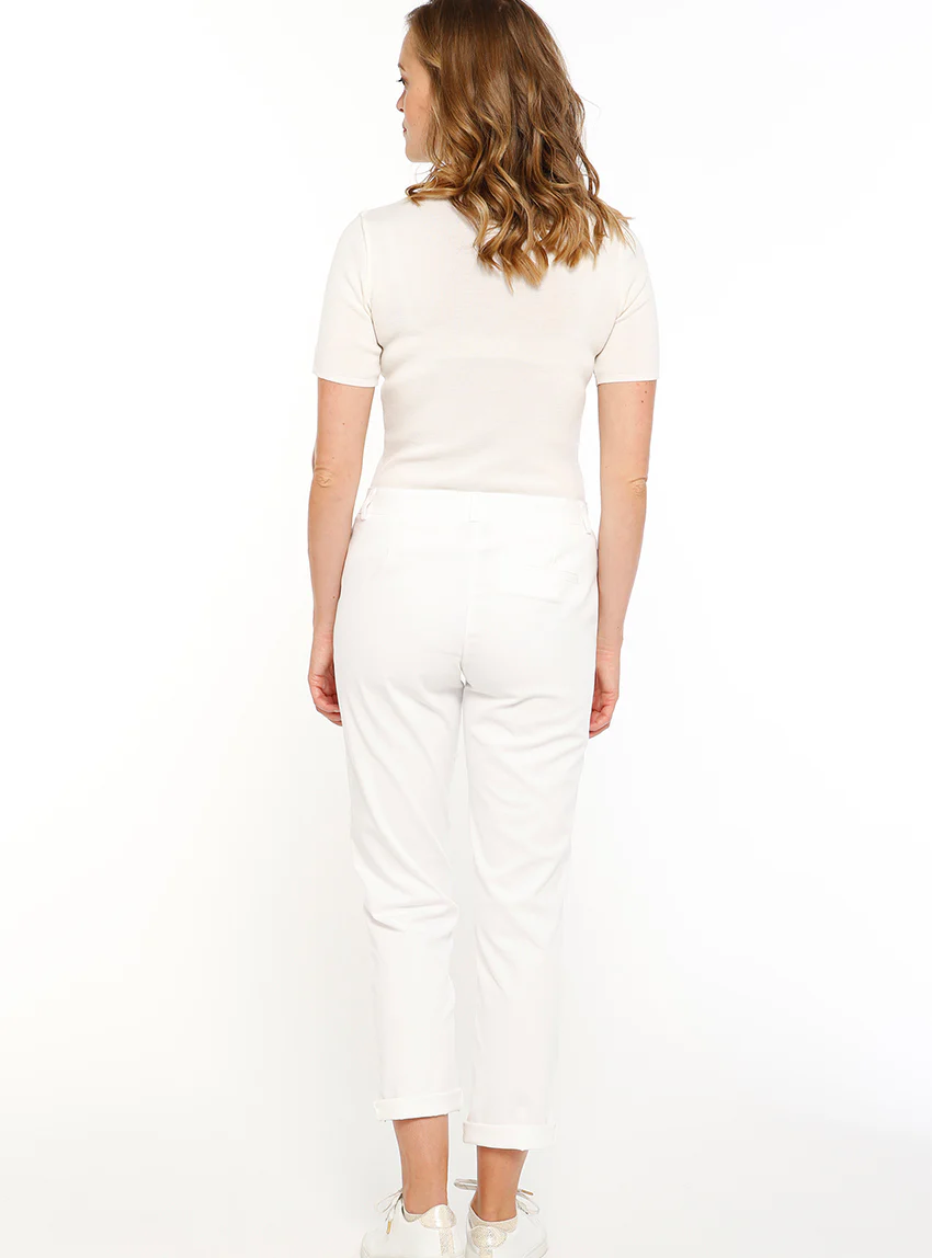 Pantalon chino femme en coton blanc