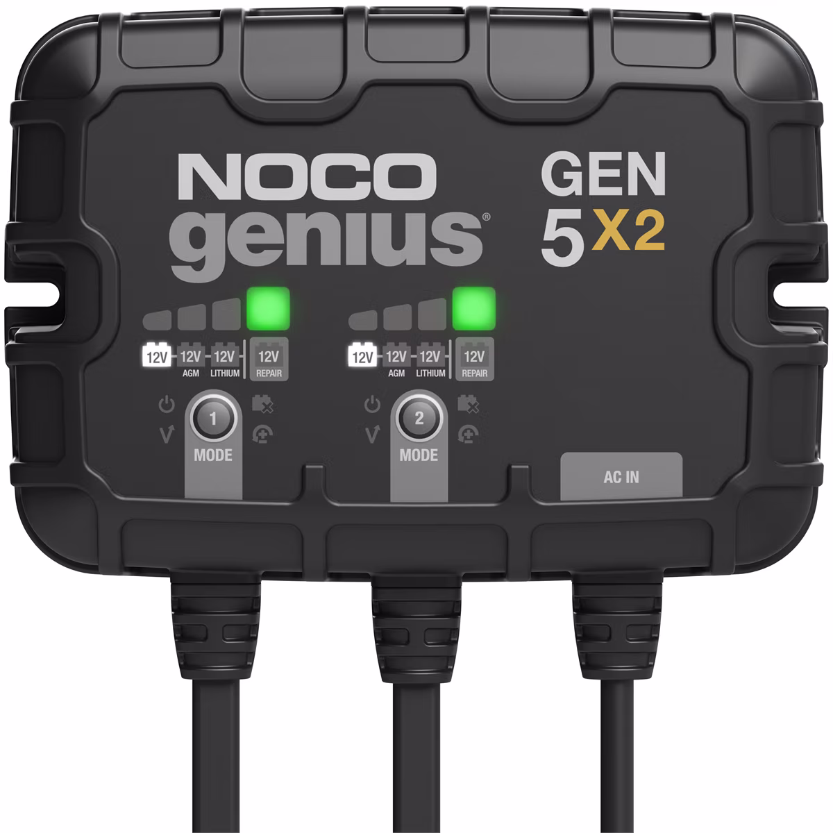 Genius GEN5X2: 2-Bank 10A (5A/Bank) 12V Onboard Battery Charger and Maintainer