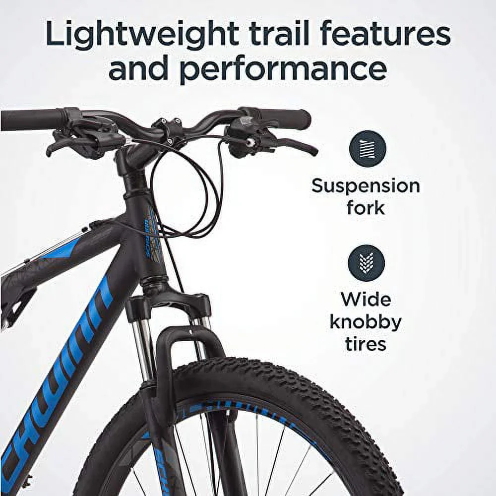 Schwinn S29 Men’s Mountain Bike, 29 In. Wheels, 18 In. and Medium Aluminum Frame, Dual-Suspension, Mechanical Disc Brakes, Matte Black