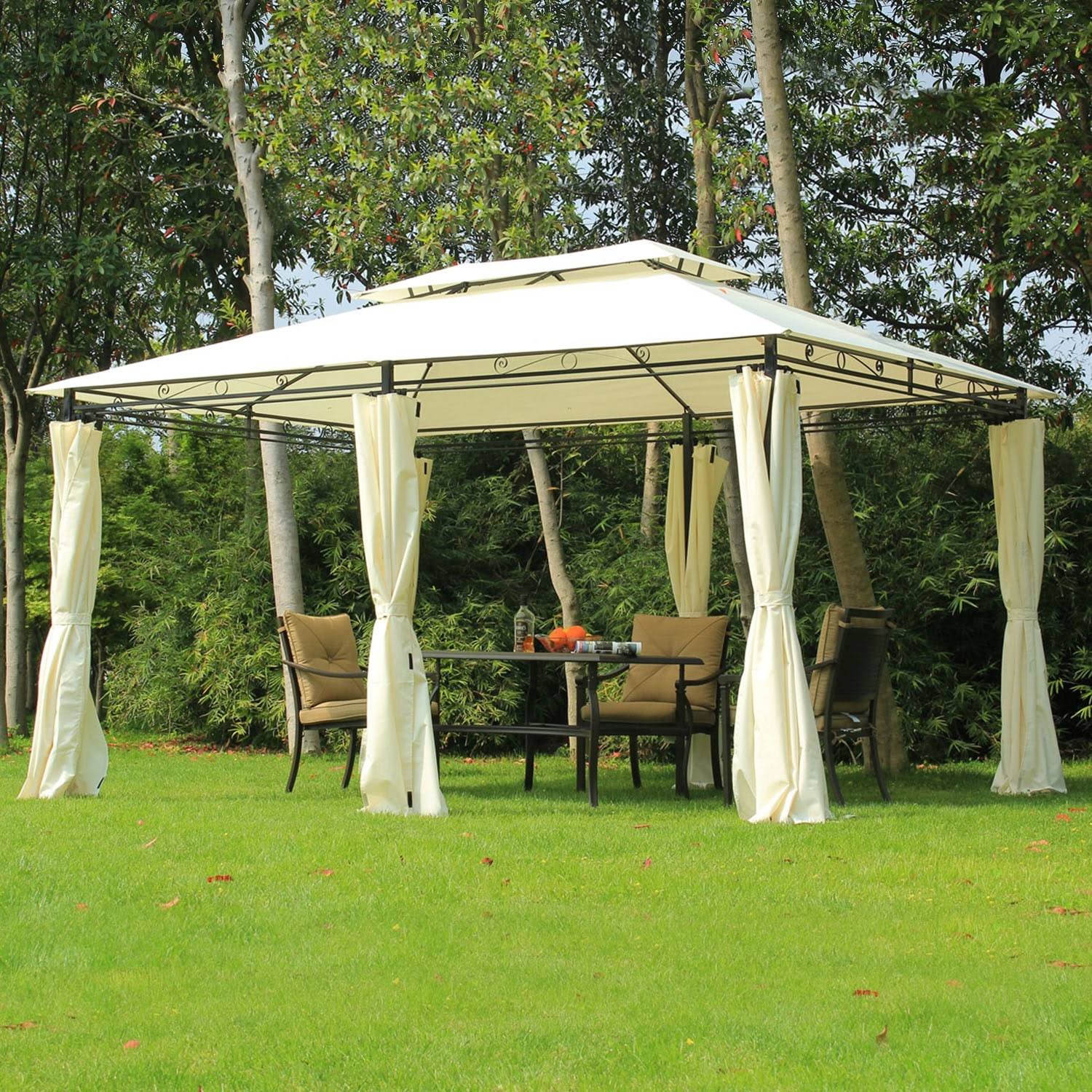 Outsunny Outdoor 2-Tier Steel Frame Pop-Up Shade Gazebo - 10 x 13