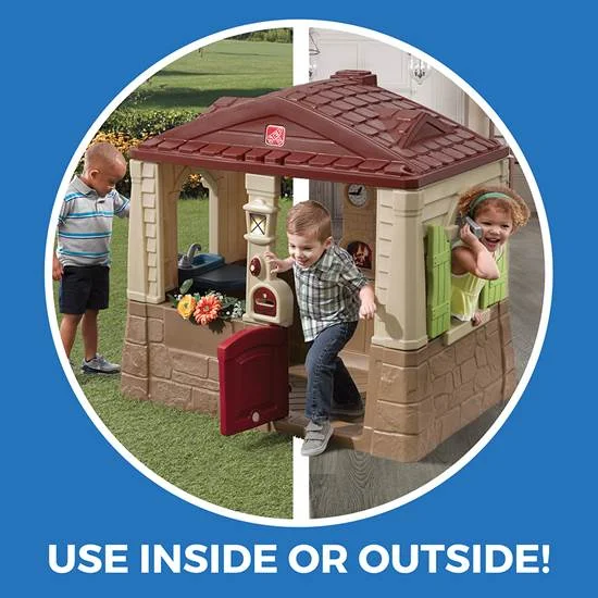 Neat Tidy Cottage II Brown Playhouse Plastic Kids Outdoor Toy(Brown) - Image 6