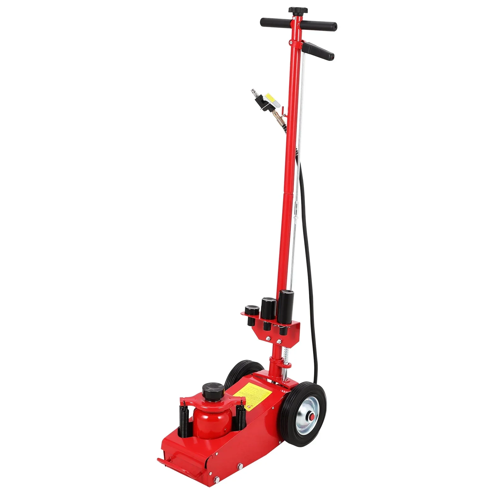 22-Ton/44,000 lb Air Hydraulic Floor Jack, Dual Power, 46-Inch Adjustable Handle and Wear-Resistant Tires, Red