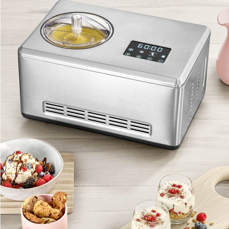 Iskremmaskin EZ7406 med yoghurtfunksjon og iskrembeholder 2 stk x 2L