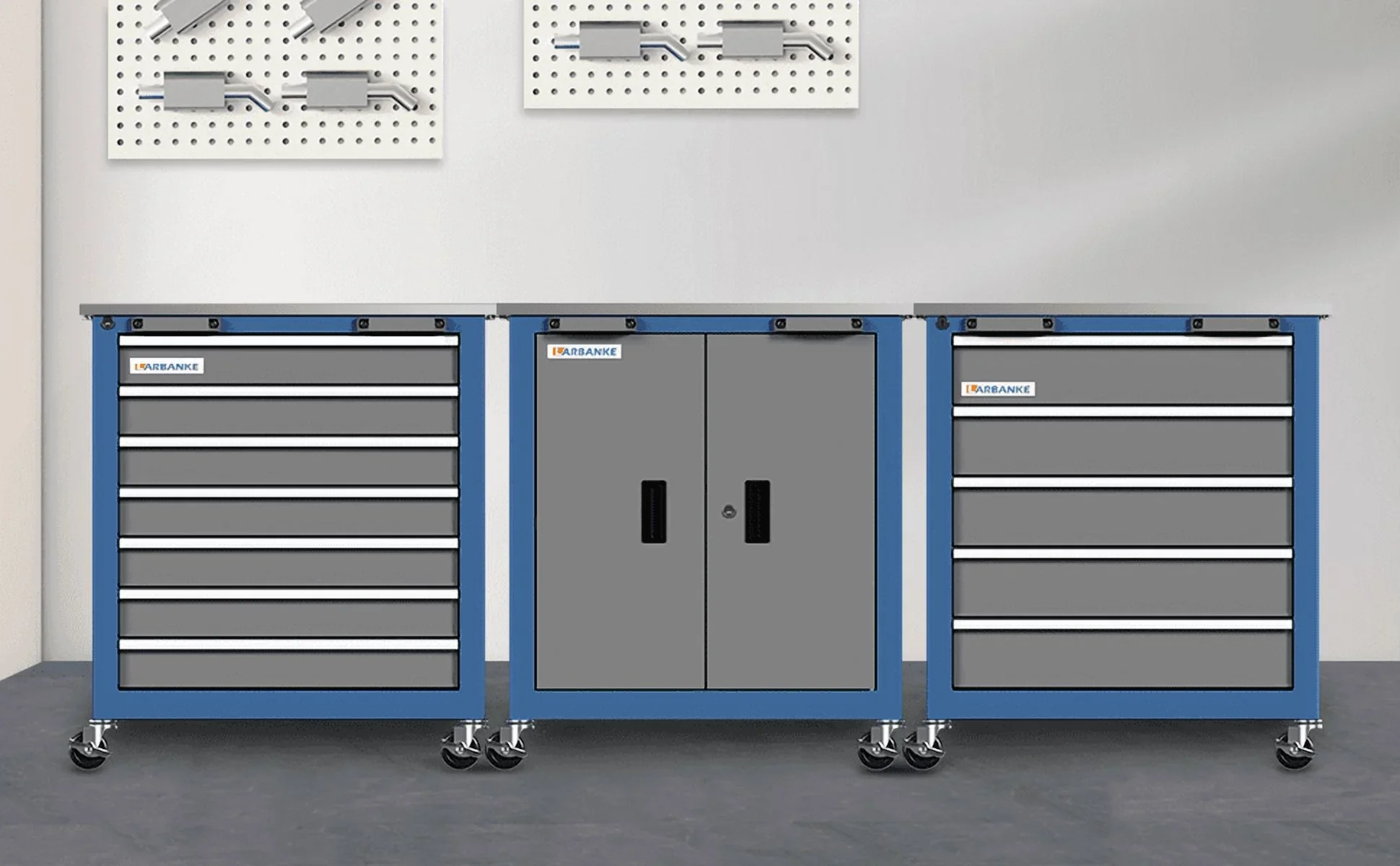 LARBANKE 5 Drawer Rolling Tool Chest, Metal Tool Cabinet with Wheels, Drawers with Padding, Can Be Combined