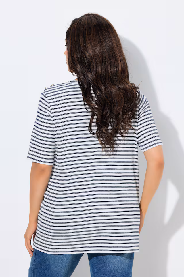 Glitter Striped Short Sleeve Scoop Neck Tee
