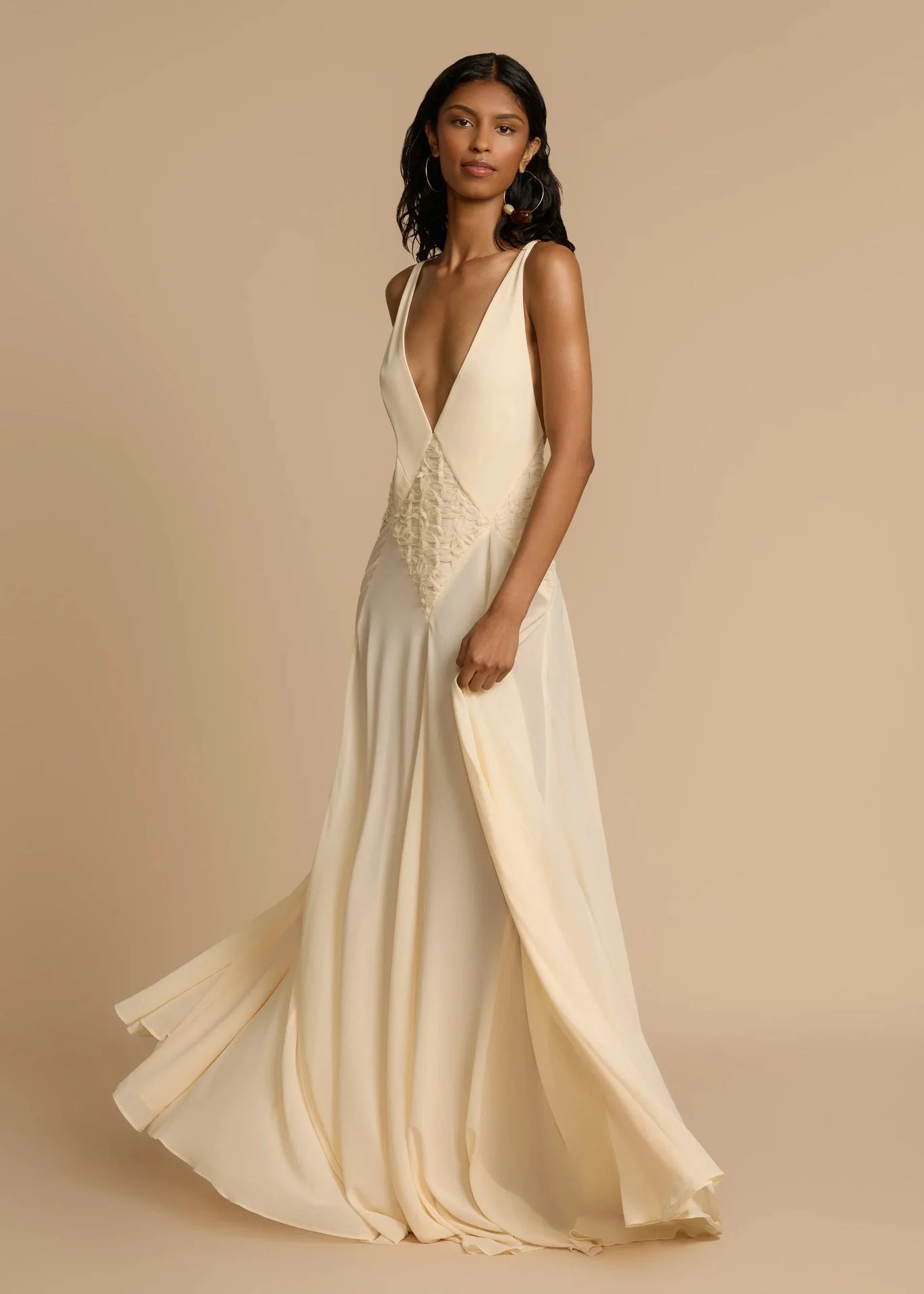Robe Maxi Blanche à Col V Profond en Dentelle, Fluide, à Bretelles, Robe de Vacances