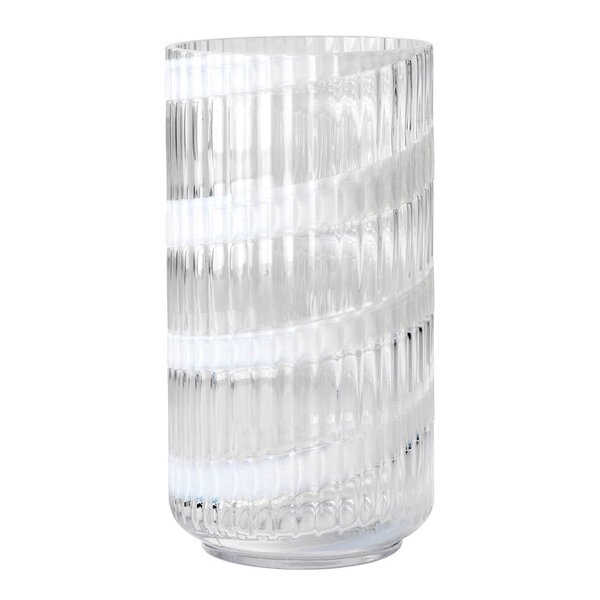 Vase munnblåst glass 20,5 cm swirl white