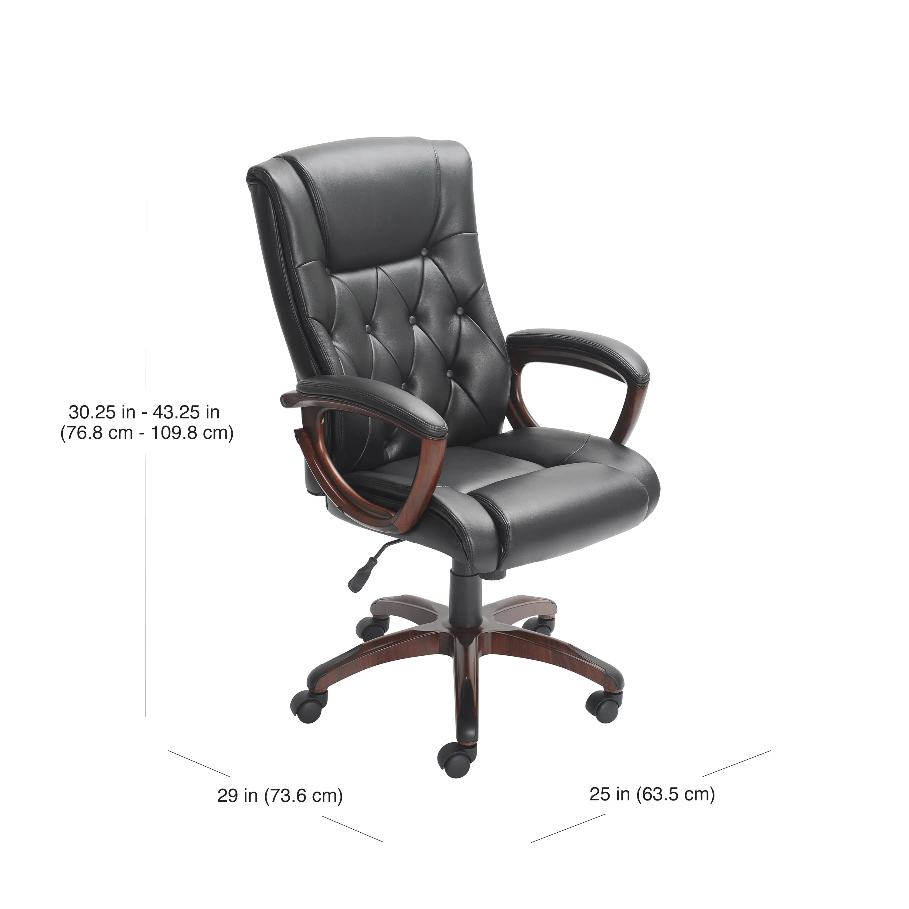 Better Homes and Gardens Executive, Mid-Back Manager's Office Chair with Arms, Black Bonded Leather