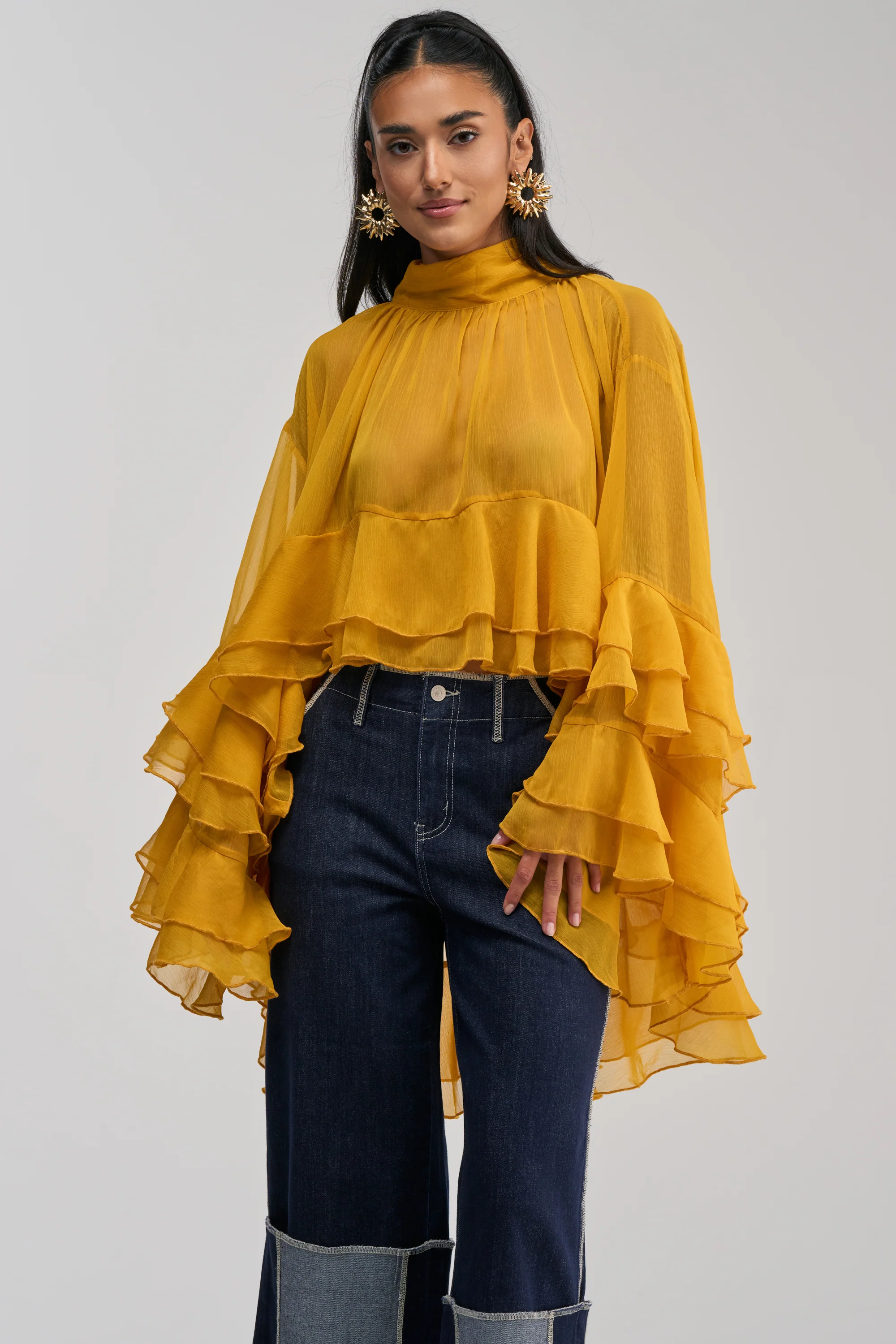 MARGOT CHIFFON BLOUSE IN MUSTARD - Akira Store