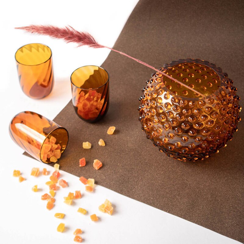 Hobnail vase 18 cm amber