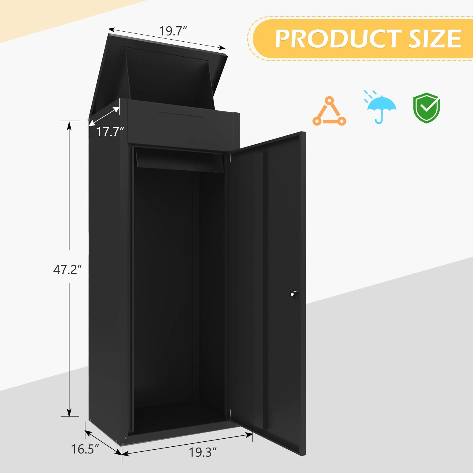AECOJOY Large Lockable Package Drop Box for Outside, Black