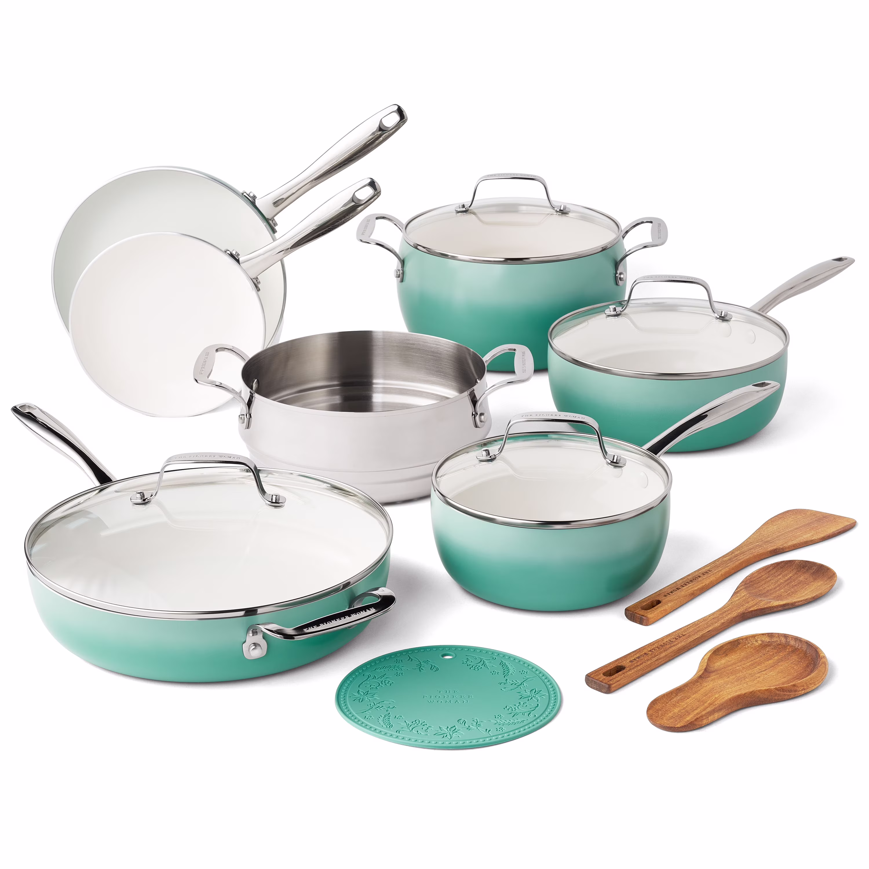 Harlow 15-Piece Cookware Set, Ceramic Non-Stick Pots and Pans Set, Taupe(Taupe) - Image 3