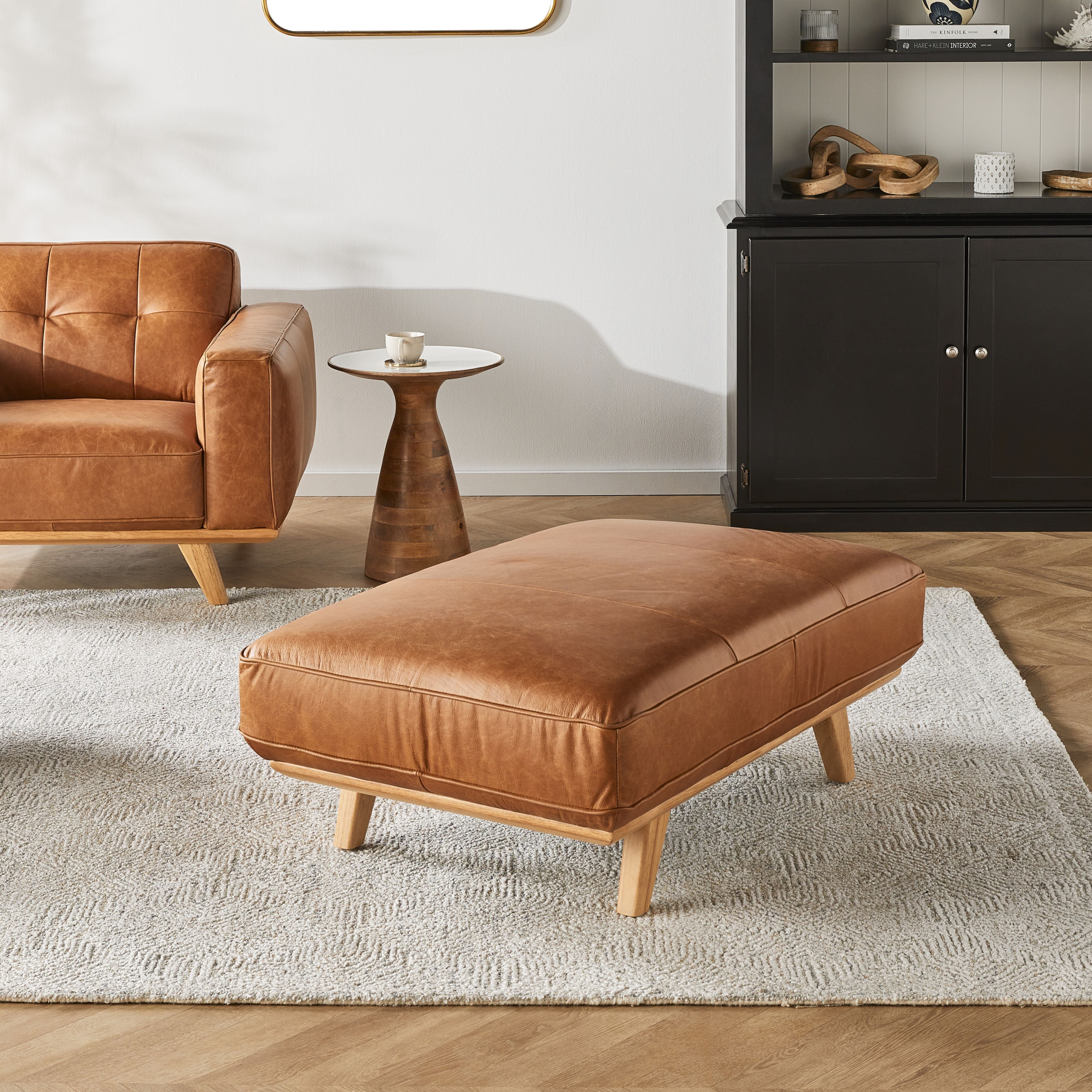 Carson Leather Ottoman Dakota Vintage Brown