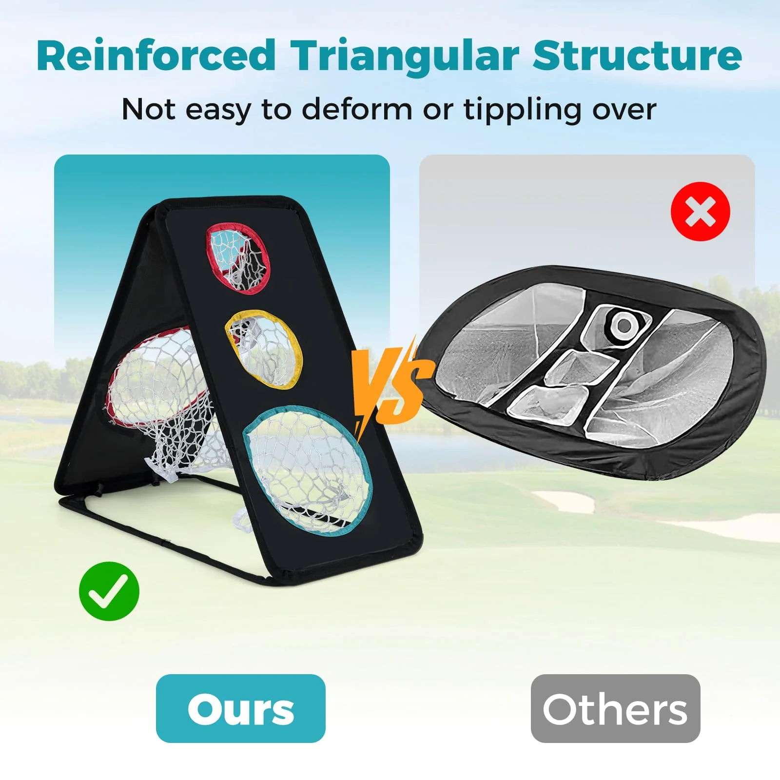 Tangkula Dual-Sided Golf Chipping Net Triple Target Training System with 5 Holes