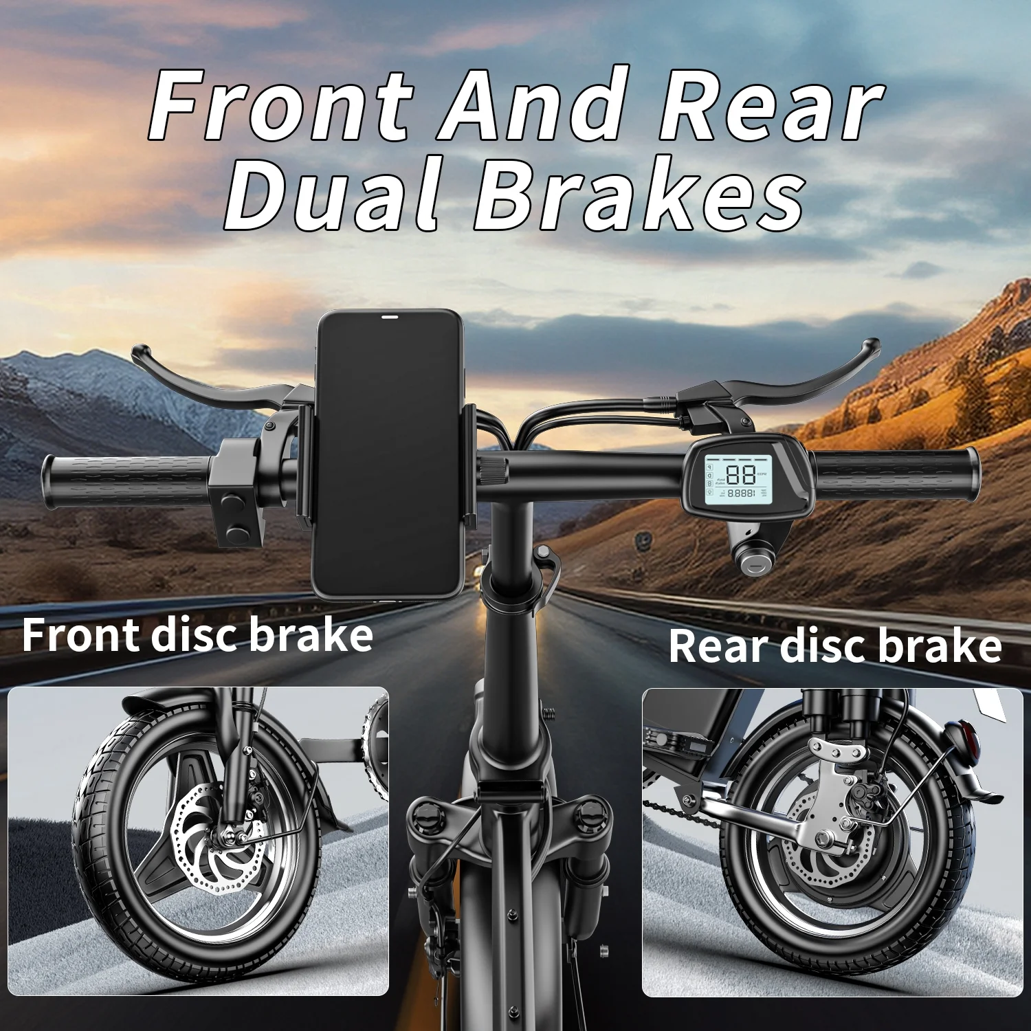 14" Folding Electric Bike For Adults Teens, Peak 700W 48V/13AH, Commuter City E Bike - Image 6