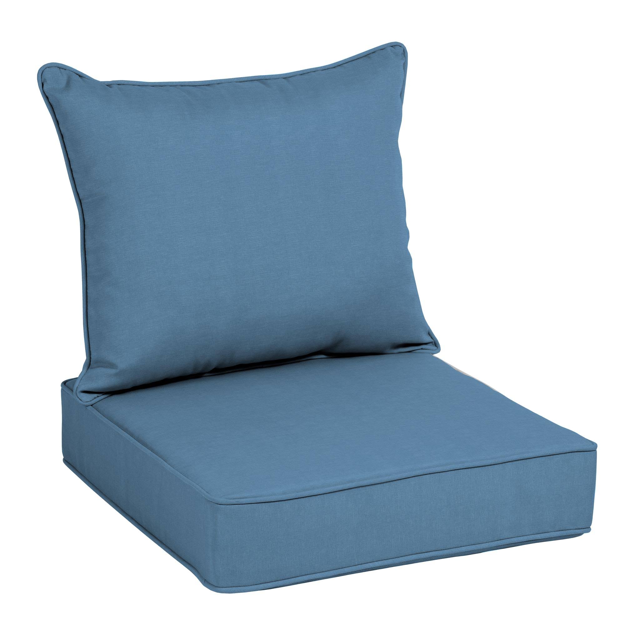 Allen + Roth 25-in x 25-in 2-Piece Cornflower Canvas Deep Seat Patio Chair Cushion Polyester | FQ03098B-9C4