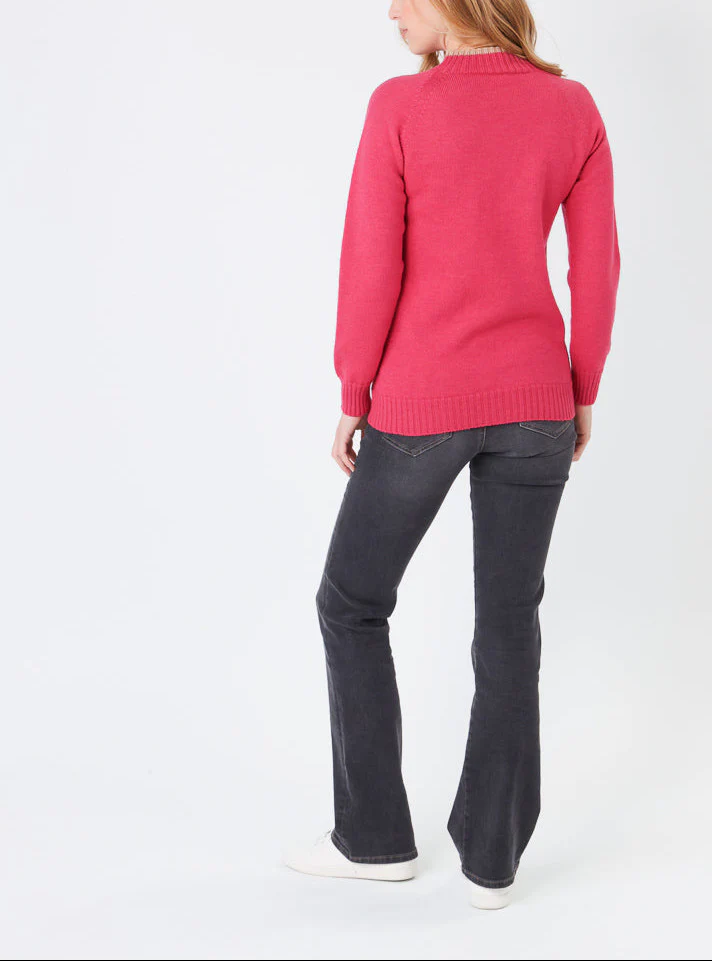 Pull femme en laine mérinos rose géranium