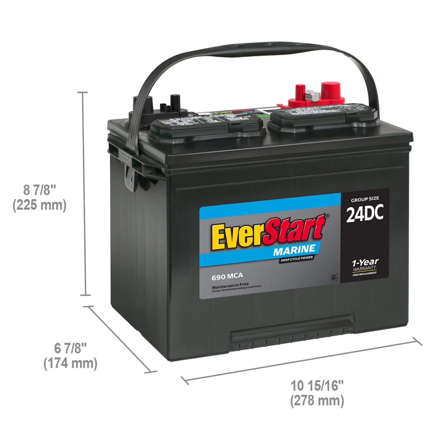 Lead Acid Marine RV Deep Cycle Battery, Group Size 24DC 12 Volt, 690 MCA*(Single) - Image 10