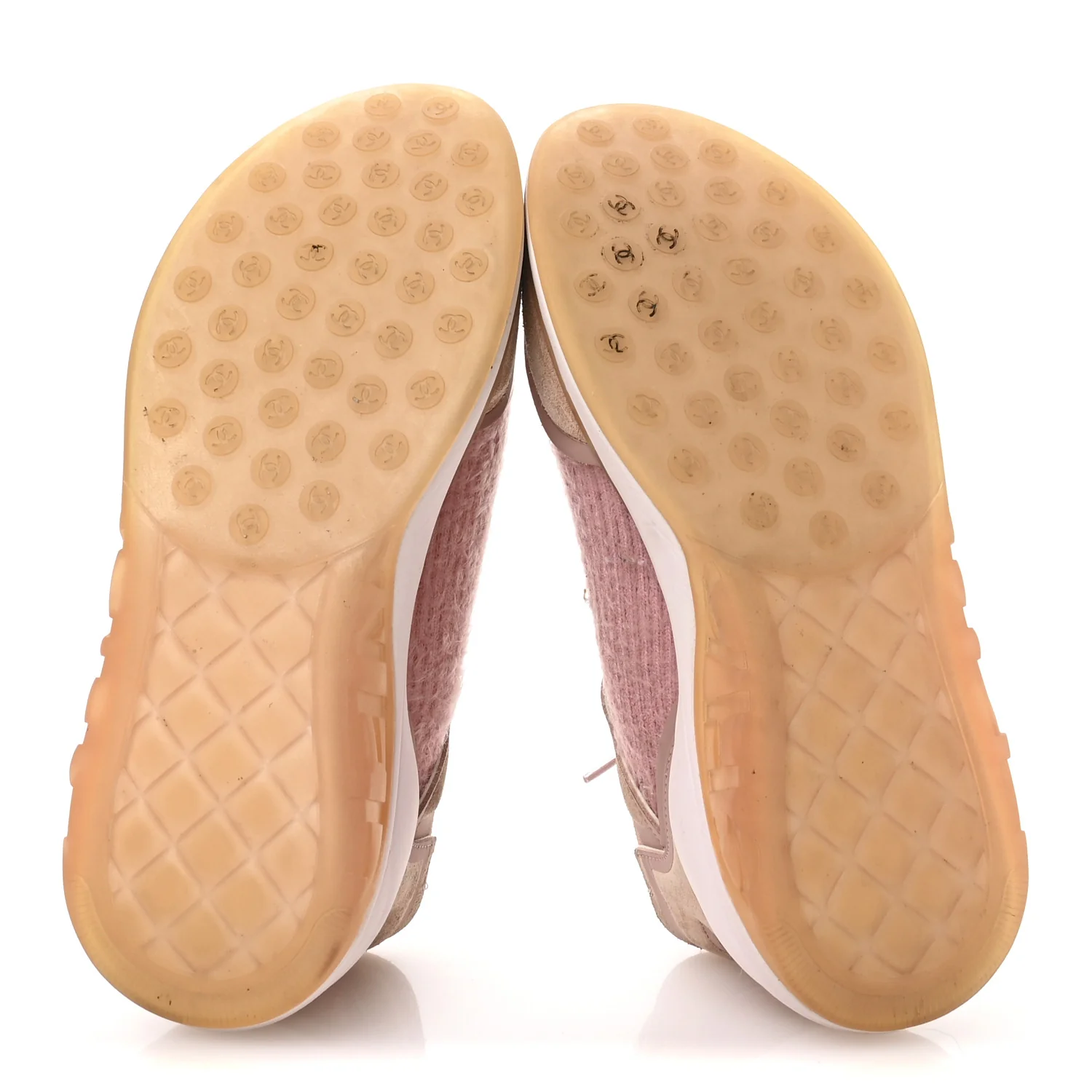 Suede Calfskin Stretch Fabric CC Sneakers 38.5 Pink