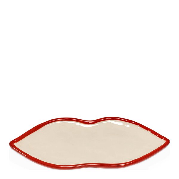 Les Objets Mouleversants serveringsfat Lips M 22x10x1,5 cm rød