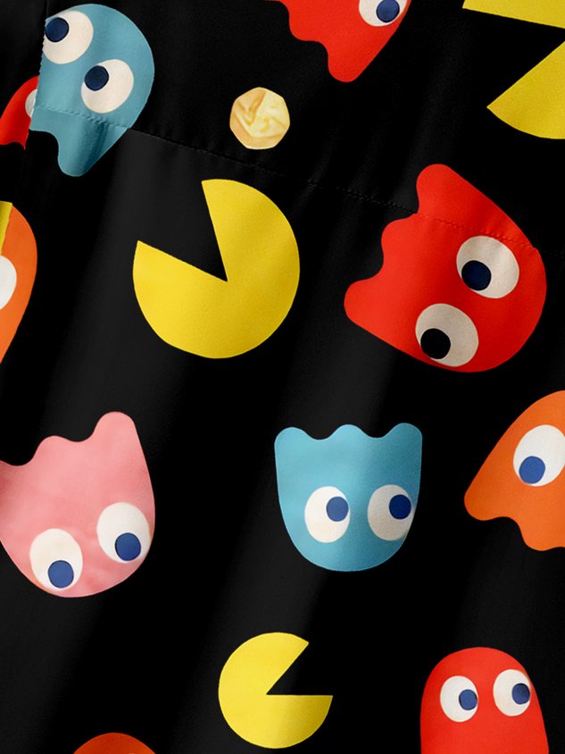 Chemise décontractée à manches courtes et poche poitrine à motif dessin animé