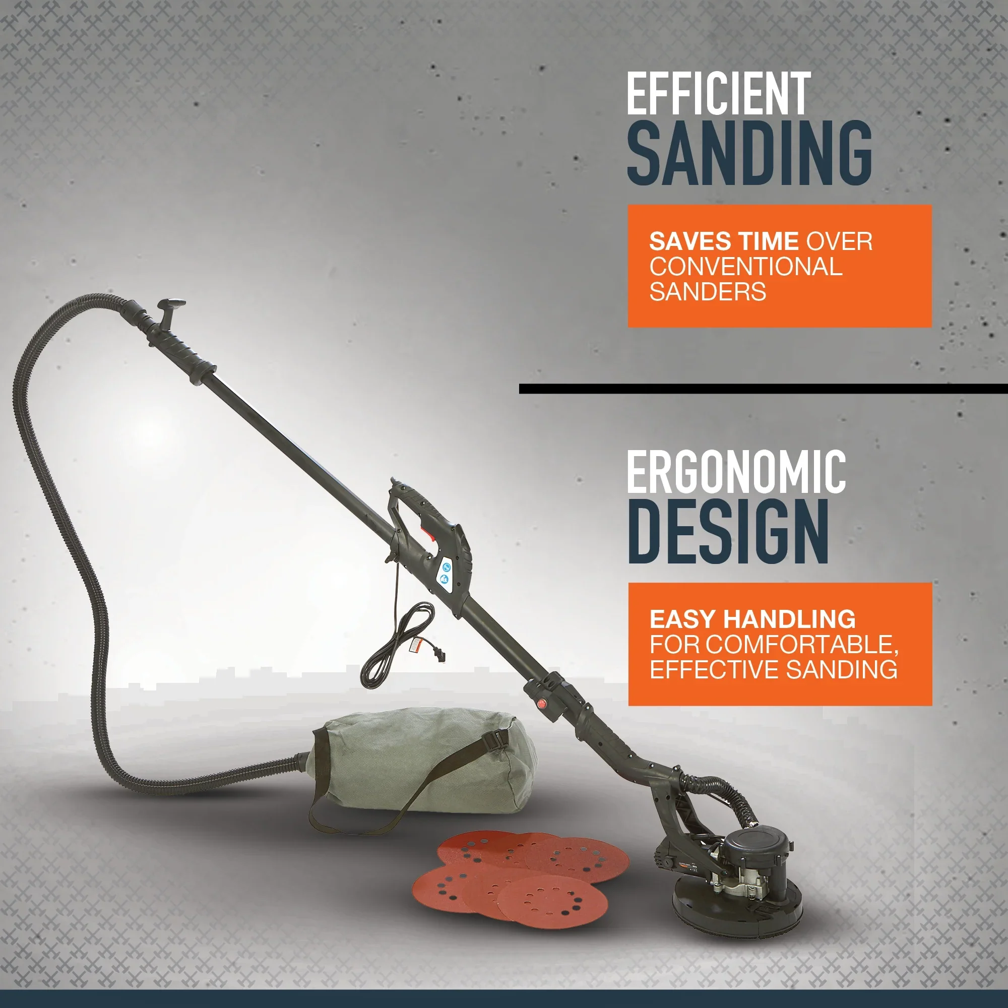 Ironton 9in. Drywall Sander, 6.5 Amps, 750�C1600 OPM, 8-1/2in. Pad