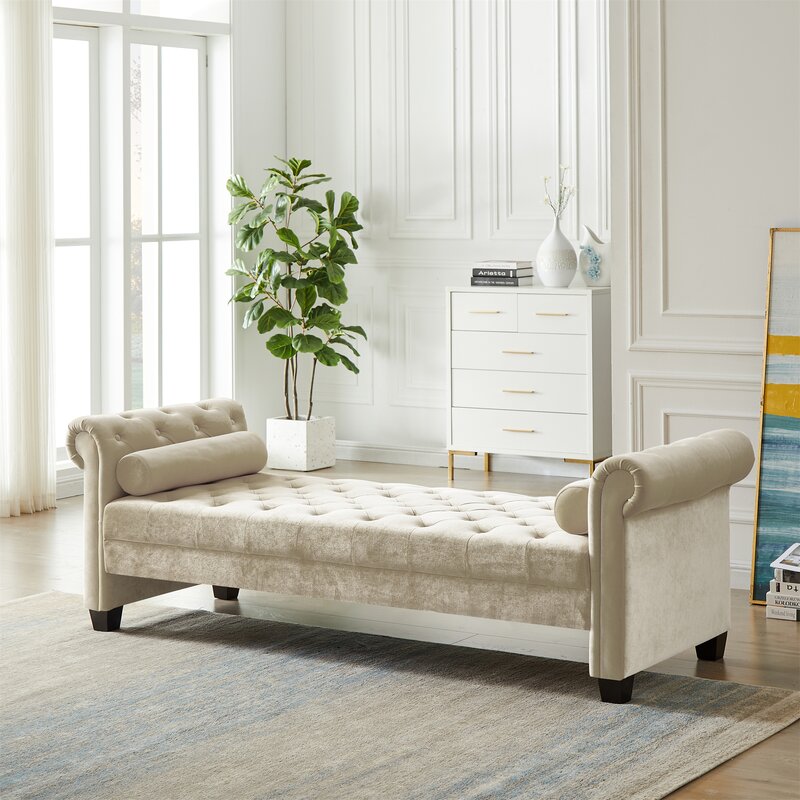 Canapé-lit Aitiana 82,3'' en velours avec accoudoirs arrondis
