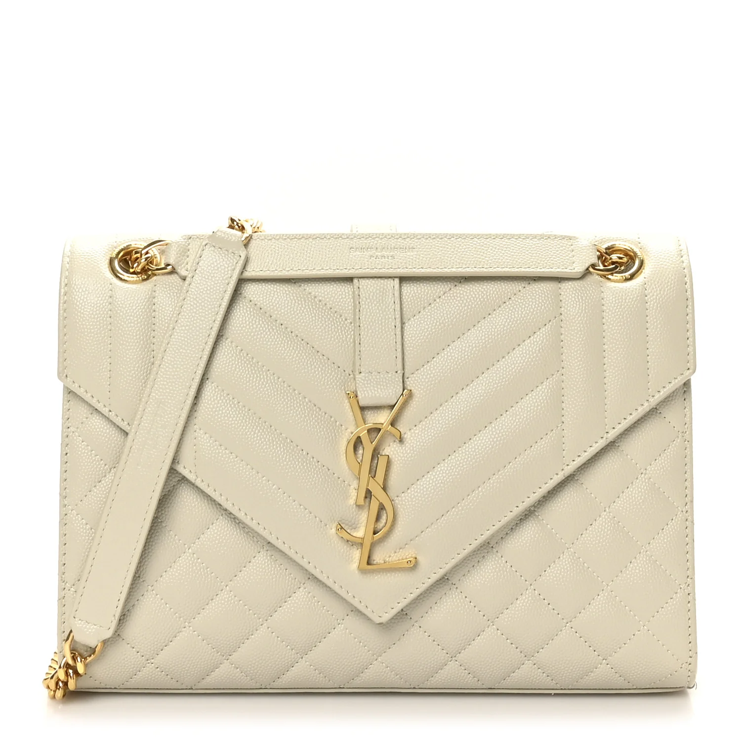 Grain De Poudre Textured Mixed Matelasse Medium Triquilt Monogram Satchel Crema Soft