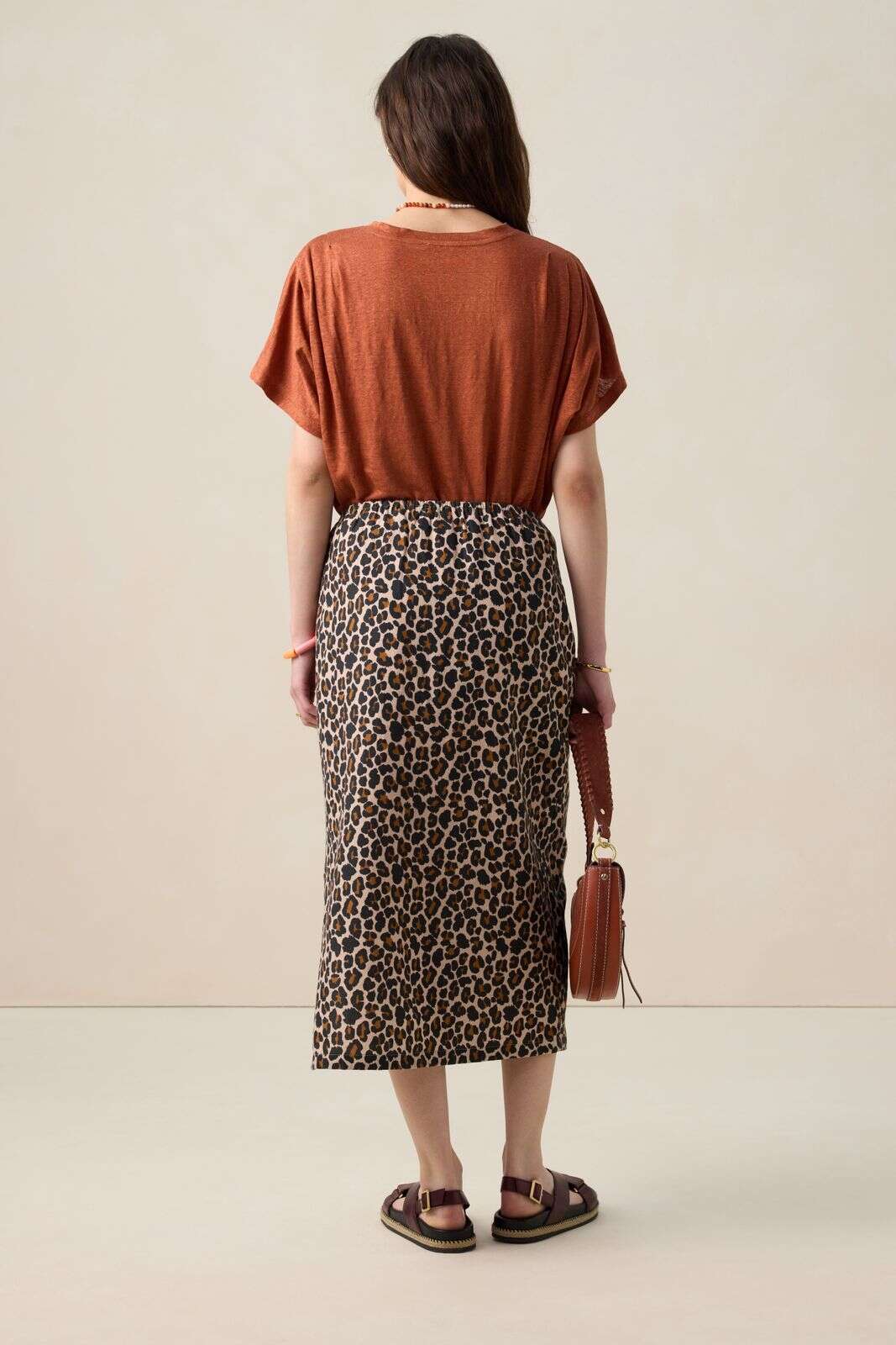 Bruine wikkelrok met leopard print