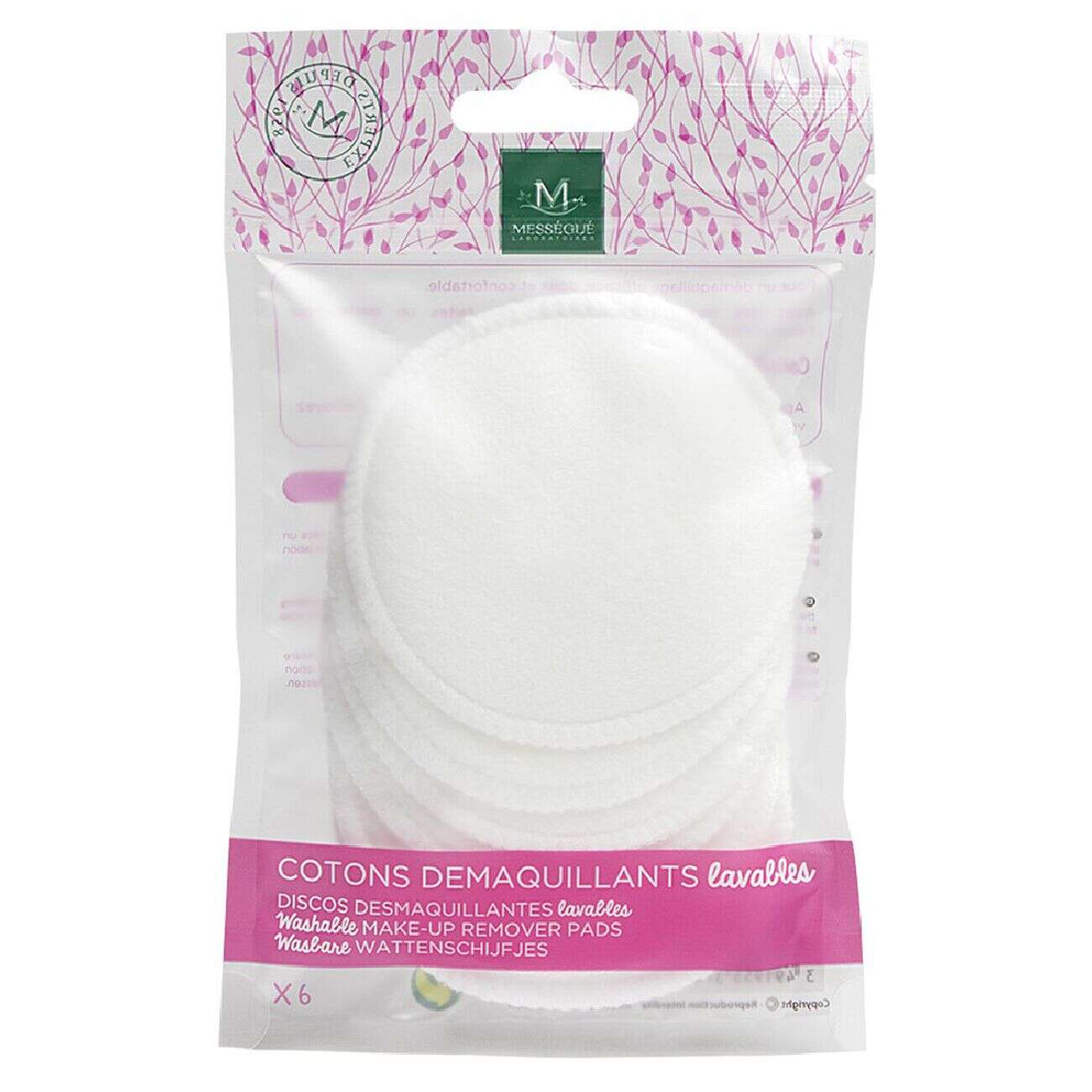 Lingette démaquillante coton réutilisable x6