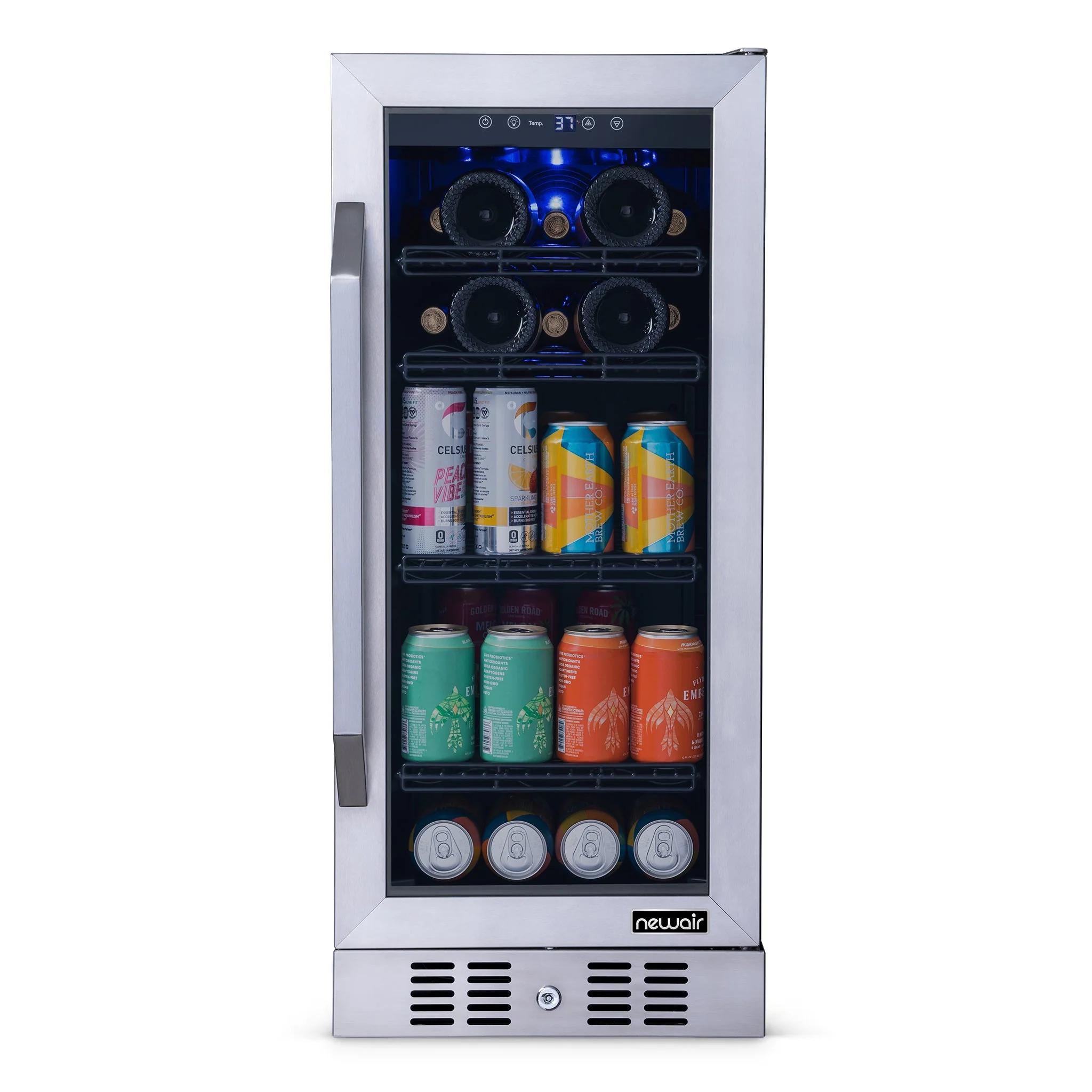 Newair 80-Can, 33-Bottle Built-in Stainless Steel Beverage Fridge - 15