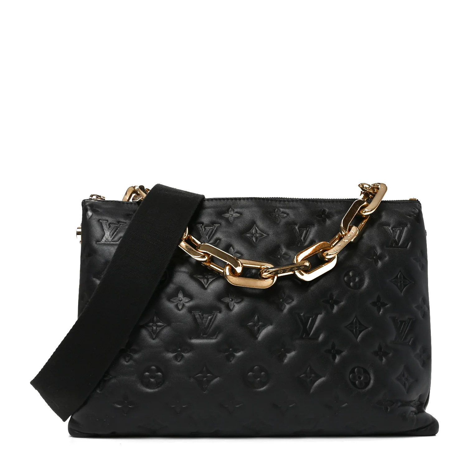 Lambskin Embossed Monogram Coussin MM Black