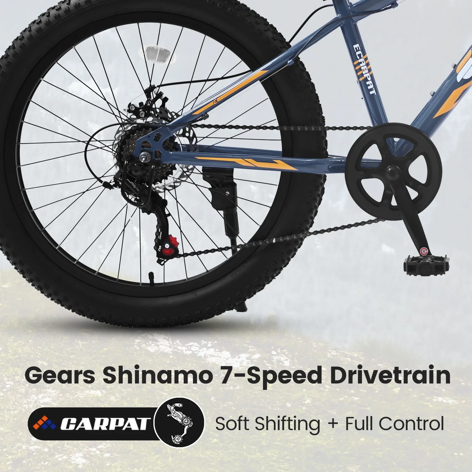 24-Inch Fat Tire Bike, Shimano 7-Speed Trail & Urban Mountain Bike with Disc Brakes – Gray