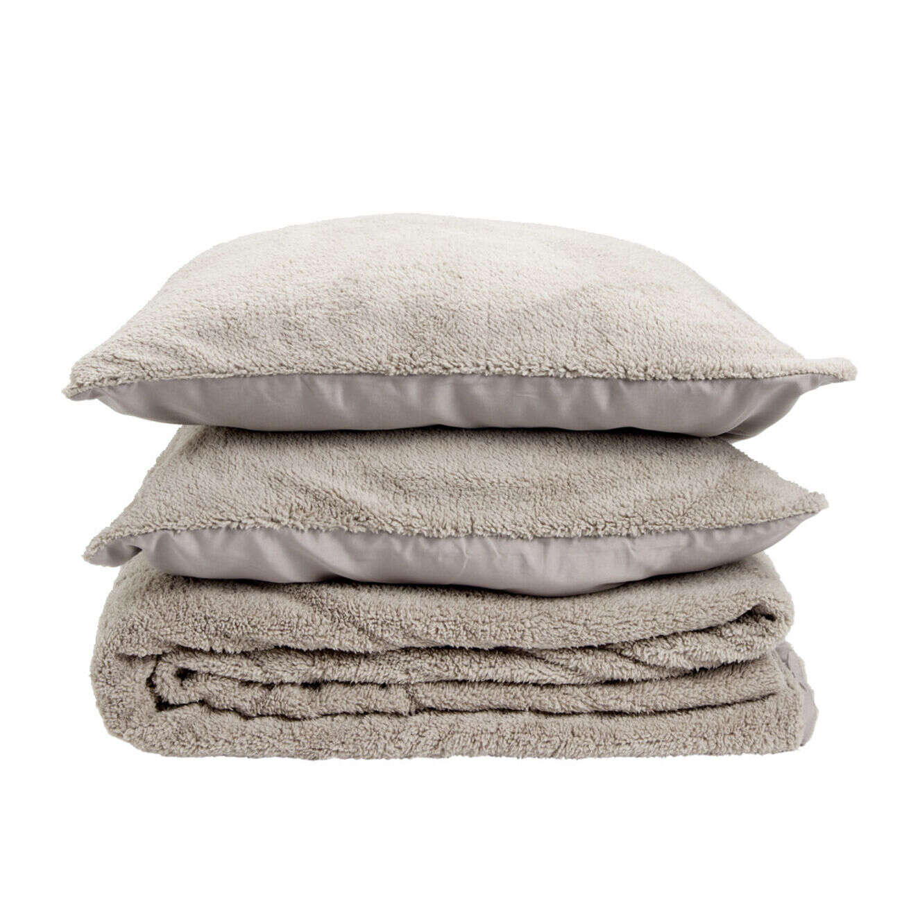 Parure de lit 2 personnes 240x220cm polyester toucher fourrure marron