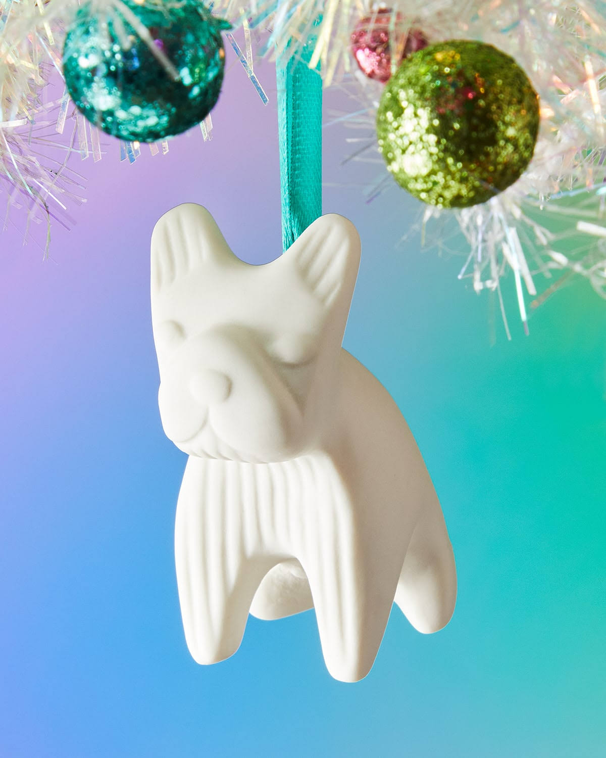 Jonathan Adler French Bulldog Porcelain Christmas Ornament 7cm x 4.4cm