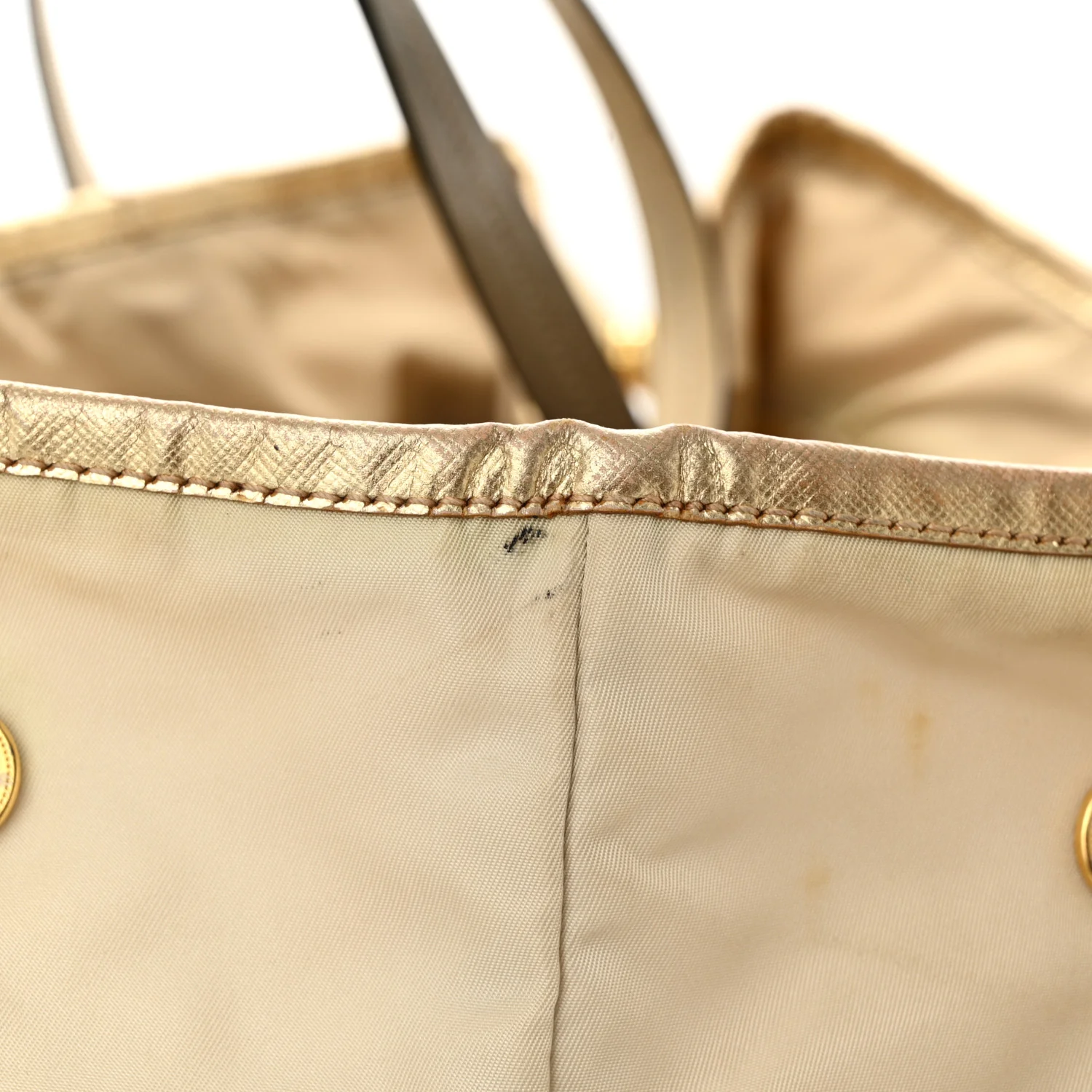 Tessuto Nylon Saffiano Shopping Tote White