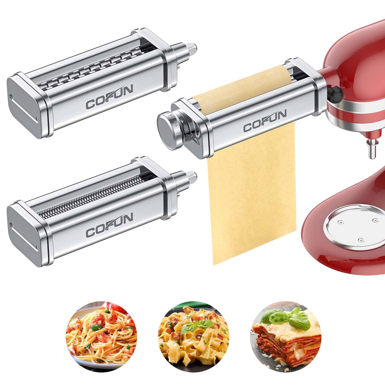 Cofun Pasta Maker Attachment for KitchenAid Stand Mixer, 3 Piece Pasta Maker Machine W