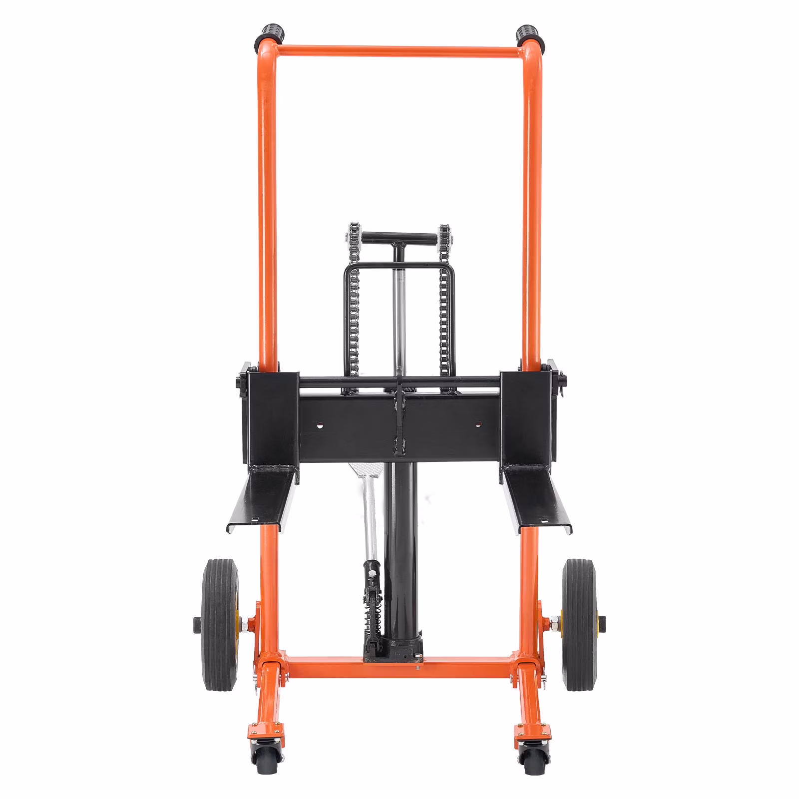 KFFKFF Hydraulic Material Lift Stacker, 450 lbs Capacity, Pallet Truck with Fork Lift Table, 35.8-Inch Max Height, Foldable & Portable Table Cart, Yellow & Black