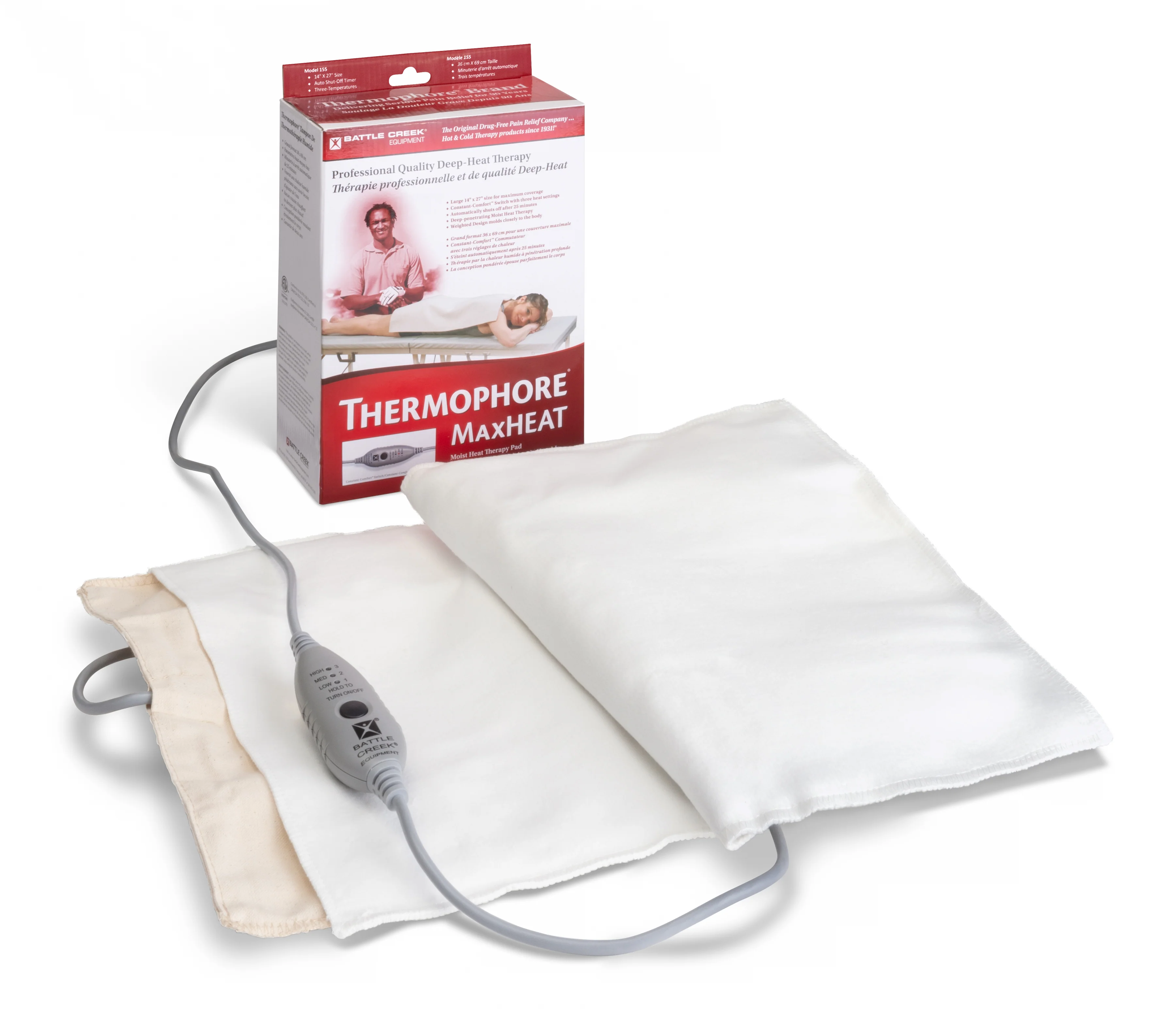 Thermophore MaxHEAT Moist Heating Pad – Large 14" x 27" for Back, Shoulders & Legs – Deep Heat Therapy Pad (Model 155)