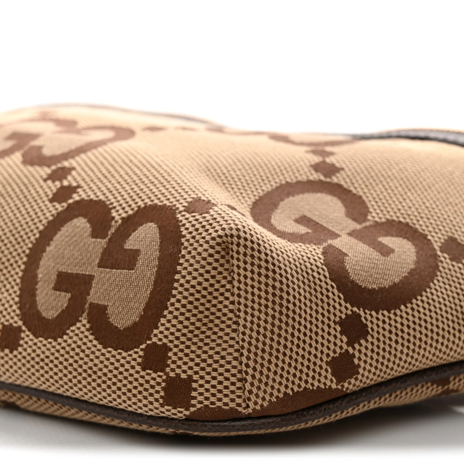 Monogram Jumbo GG Textured Dollar Calfskin Web Belt Bag Camel Ebony New Acero