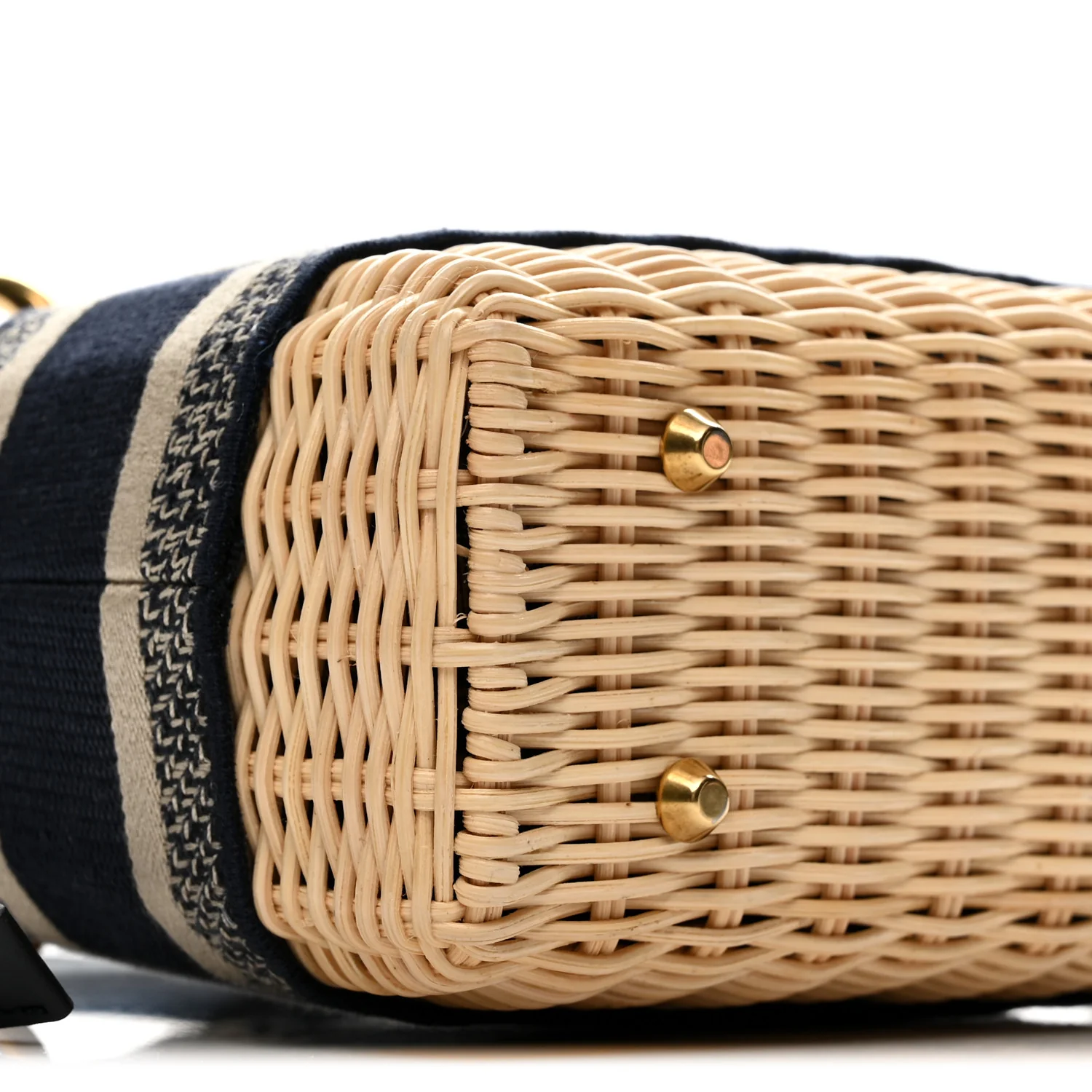 Wicker Oblique Mini Lady Dior Bag Blue