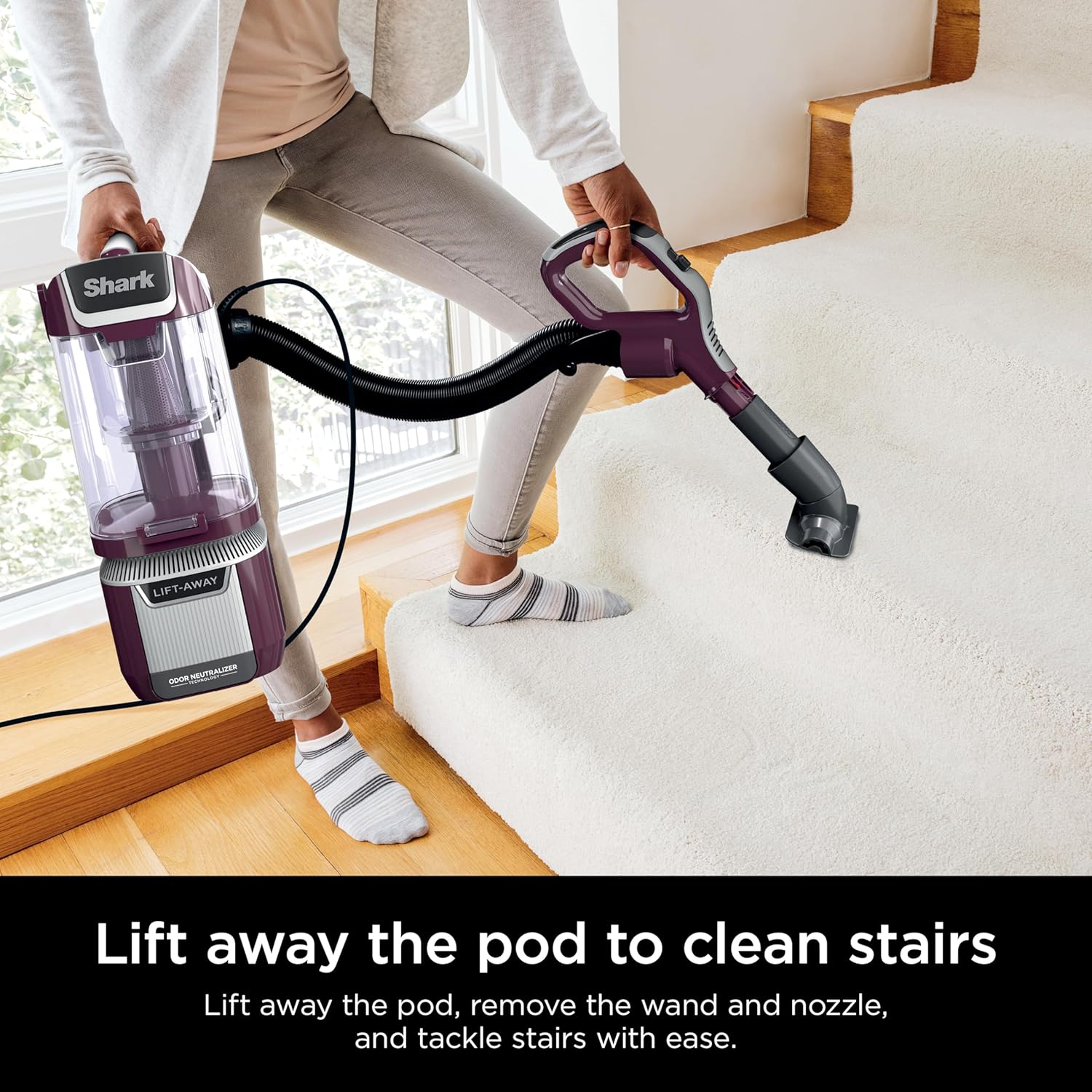 Shark LA702 Rotator Pet Lift-Away ADV Upright Vacuum with DuoClean PowerFins HairPro & Odor Neutralizer Technology, Wine Purple