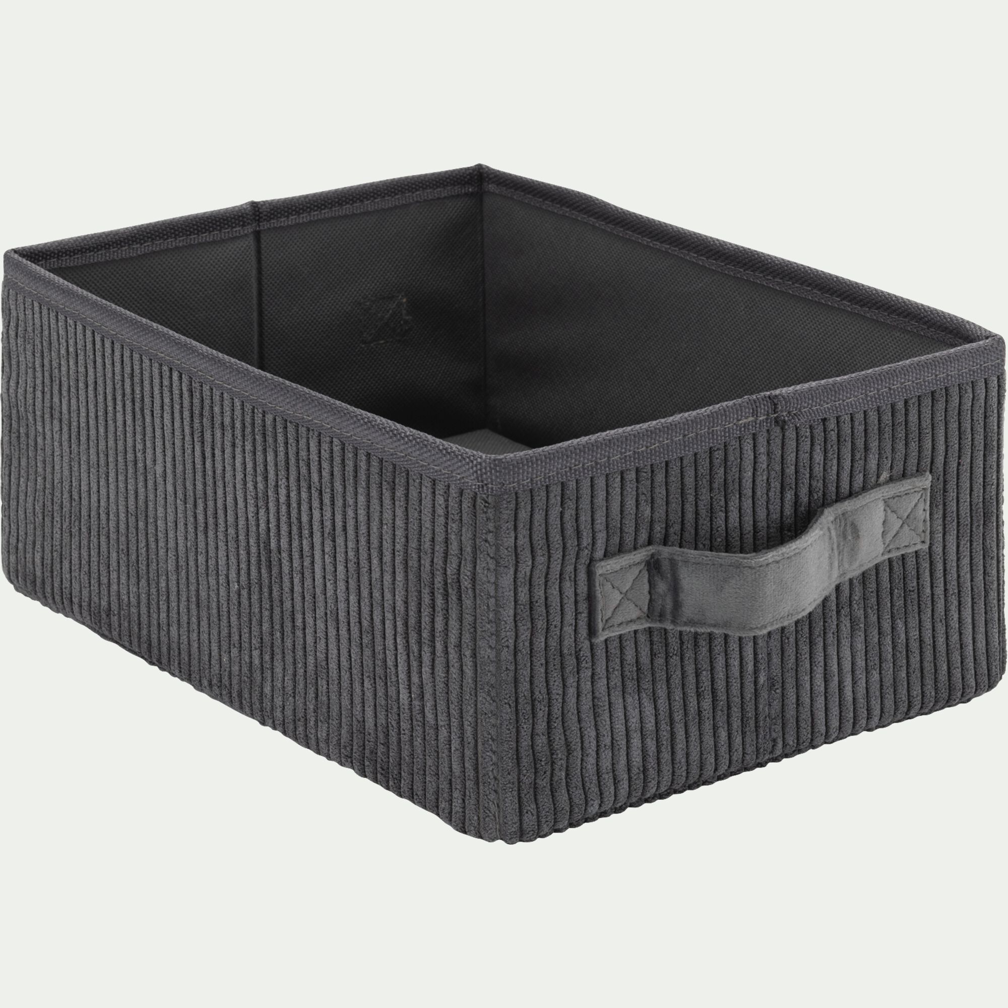 VELA - Panier de rangement en velours côtelé H12xL26xl20 cm - gris ardoise