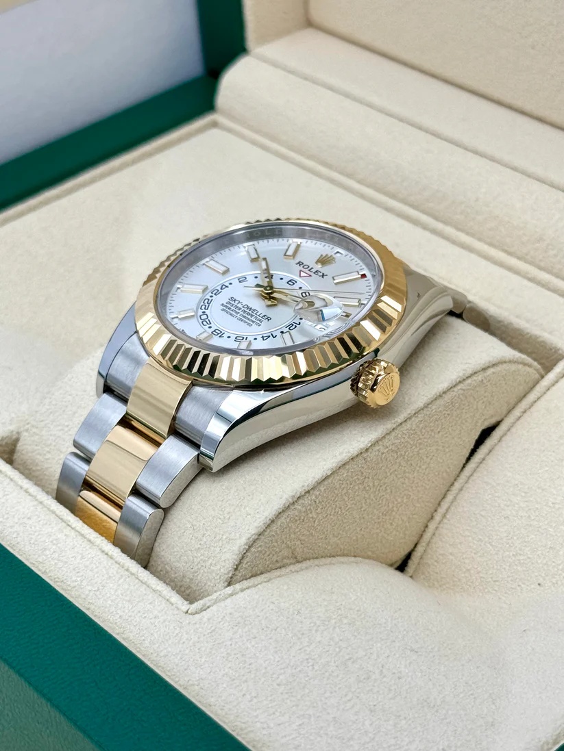 [Super Clone]RLX  Sky-Dweller 42mm Two-Tone Yellow Gold White Dial Oyster - 336933 - New 2025