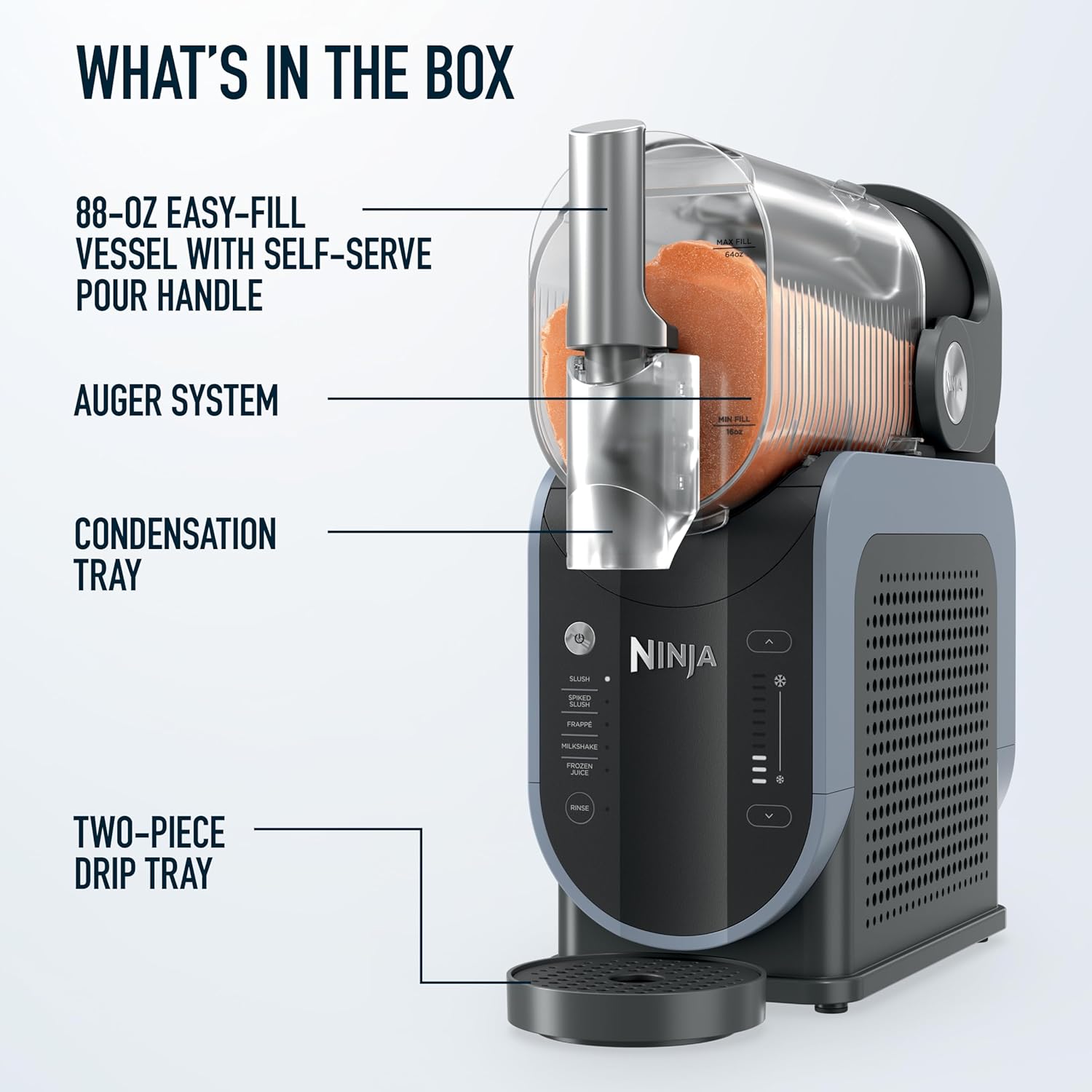 Ninja SLUSHi Professional Drink Maker, 7+ Servings, Black, FS301| No Ice Needed, 5 Preset Programs, Rapid Chill Technology, 7+ Servings, 88-Oz Easy-Fill Container, Dishwasher Safe Parts