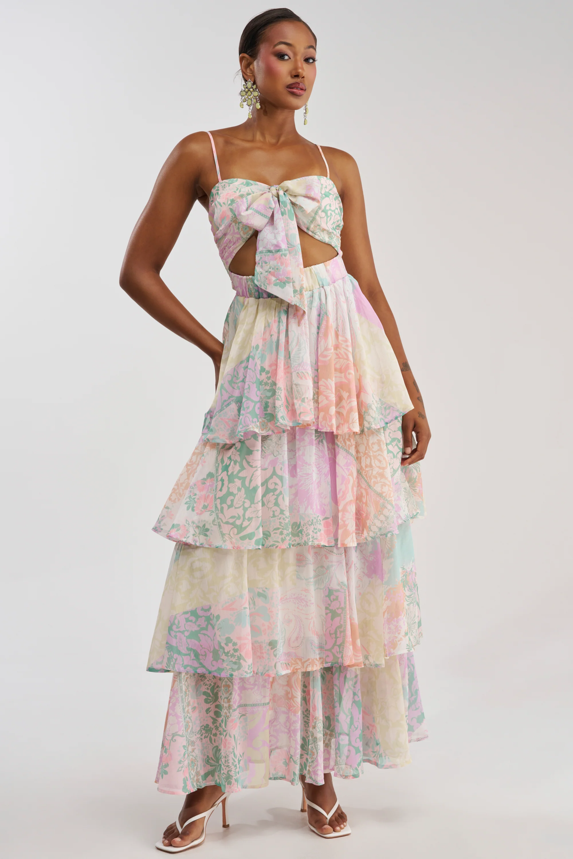 DAY DREAMER MULTICOLORED CHIFFON MAXI DRESS - Akira Store