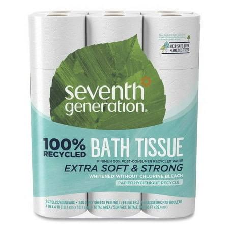 New Seventh Generation 100% Recycled Bathroom Tissue, Septic Safe, 2-Ply, White, 240 Sheets/Roll, 24/Pack