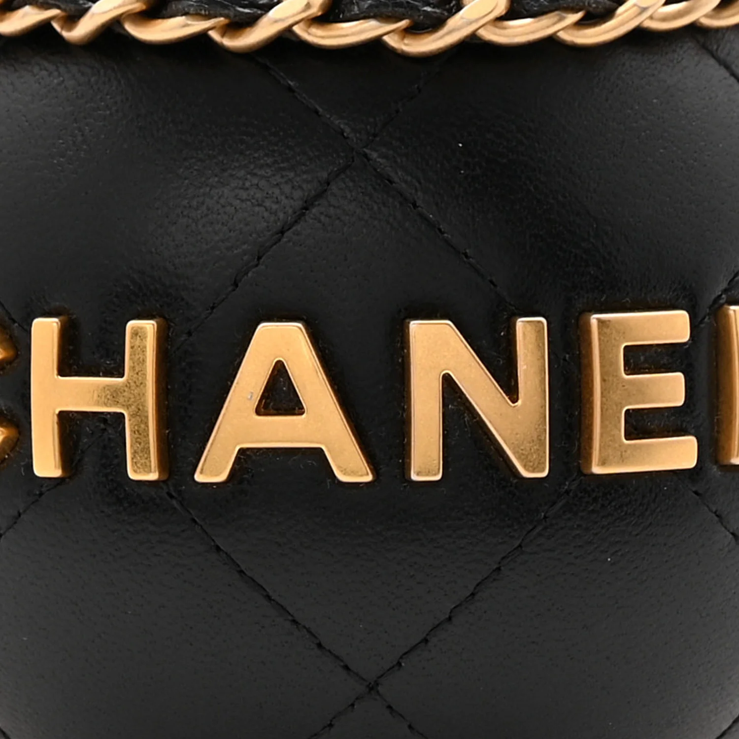 Lambskin Quilted Sphere Minaudiere Chain Clutch Black
